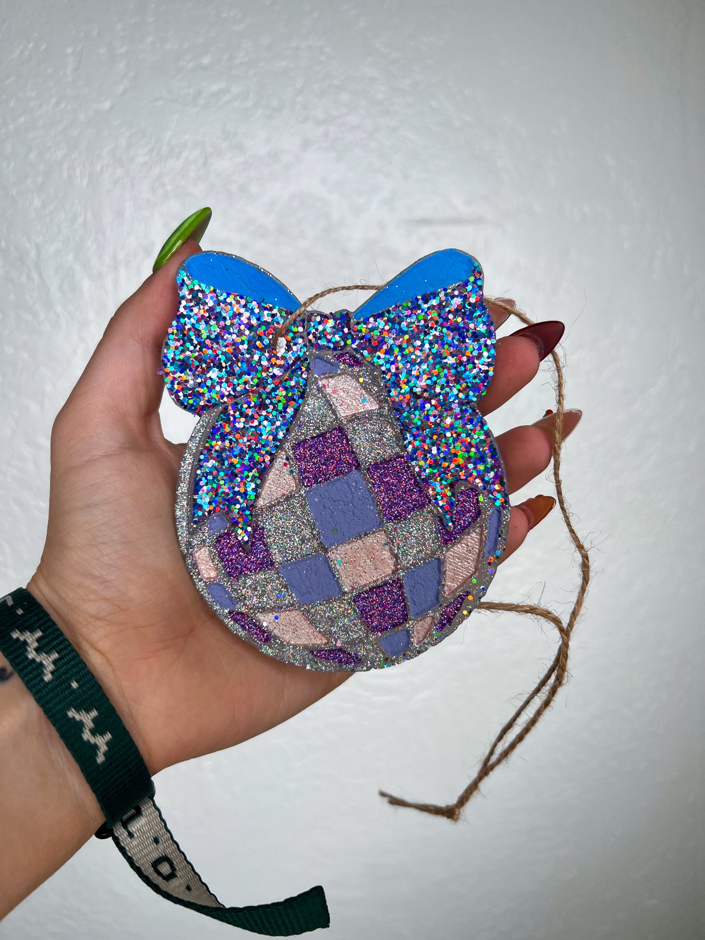 Disco Ball with Bow Car Freshie-Southern Creek Wholesale-Leather-Purple-The Twisted Chandelier