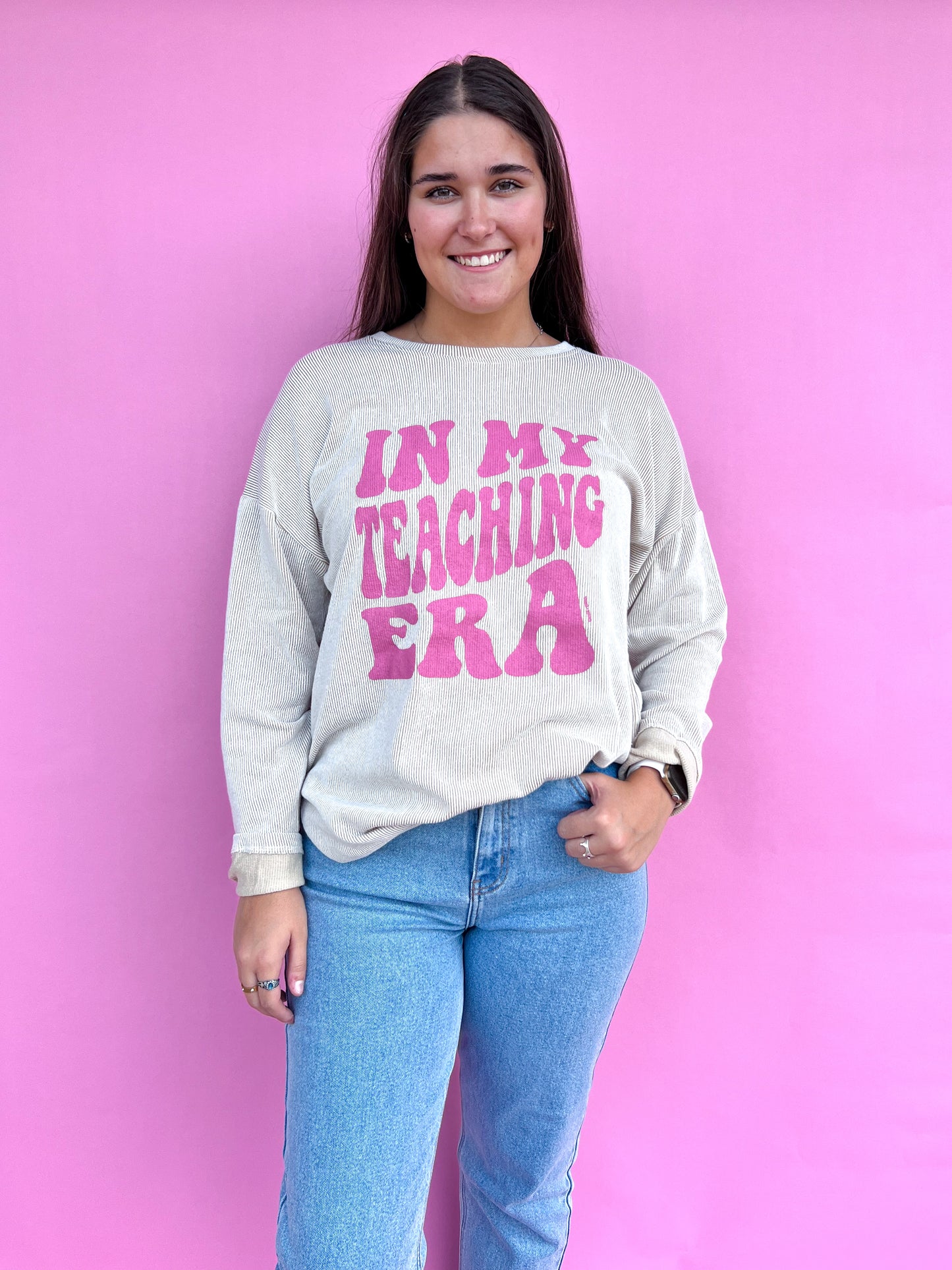 In My Teacher Era Long Sleeve Top-Top-Southern Grace Wholesale-11/17/24,7677B-BEIGE,BIN D3,Max Retail,OGP 39.99,Tops Collection-The Twisted Chandelier