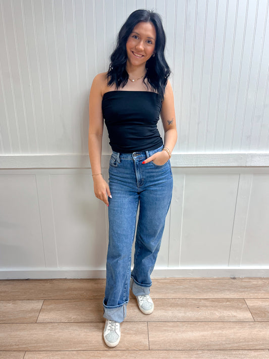 Catherine Cotton Tube Top w/ Built in Bra - Black-Tube Top-Zenana-BIN D4,FD 03/13/26,GT-3014,Tops Collection-The Twisted Chandelier