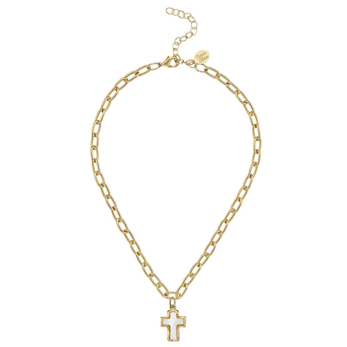 Susan Shaw Mother of Pearl Cross Necklace-Susan Shaw-The Twisted Chandelier