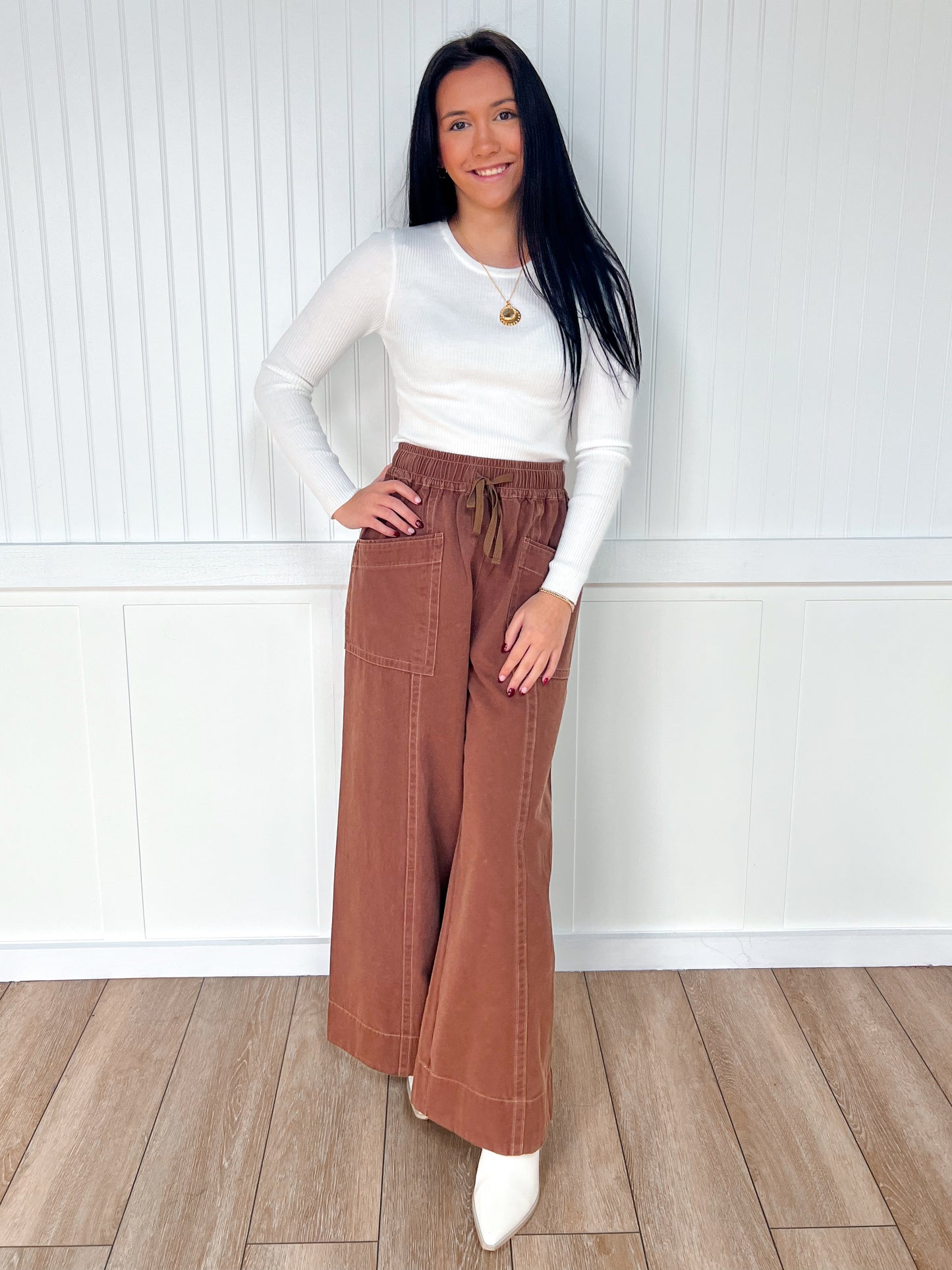 Collins Mineral Wash Wide Leg Elastic Waist Twill Pants-mittoshop-bottoms,FD 01/21/26-The Twisted Chandelier