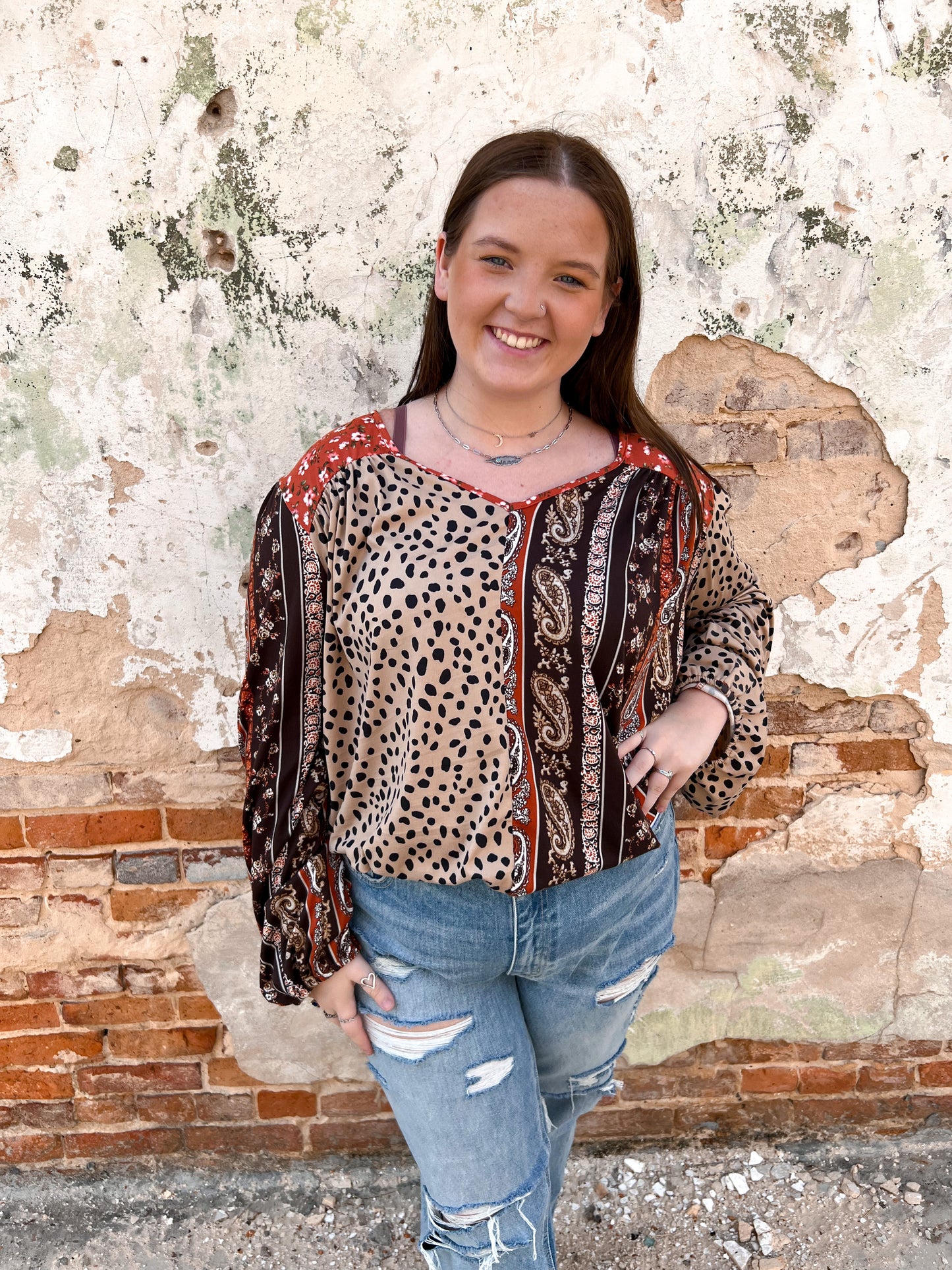 Nina Leopard & Floral Knit Top - Plus-Shirts & Tops-Haptics-$25 & Under Sale,HT2759BX,Max Retail,Mystery 3X - lan92,Tops Collection-The Twisted Chandelier