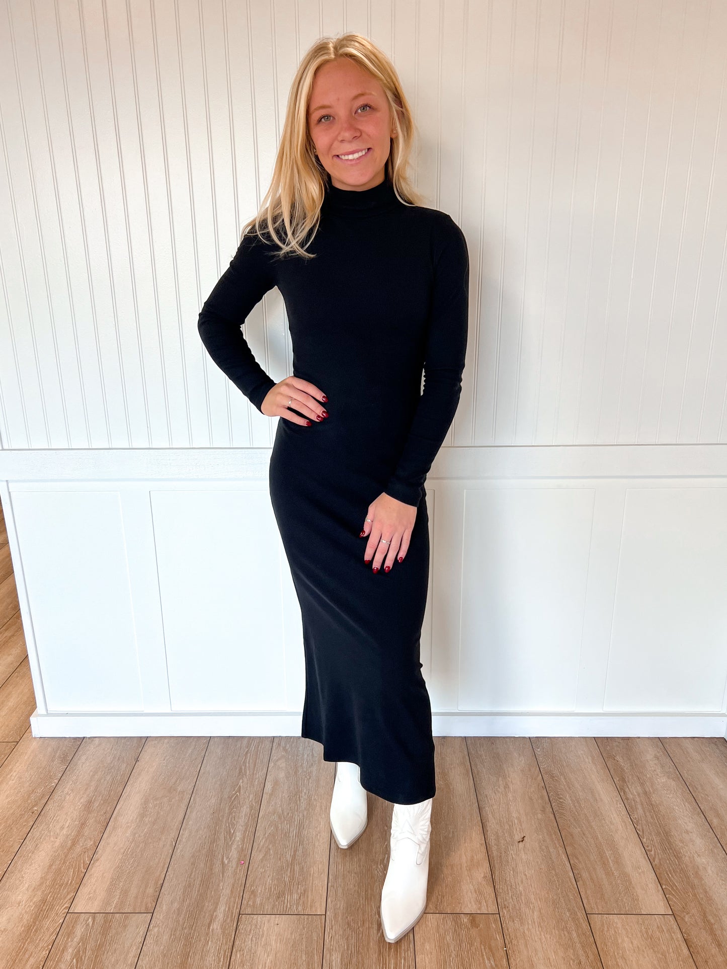 Layla Long Sleeve Turtle Neck Brushed Rib Long Dress-Active Basic | Active USA-02/10/26,03/02/26,DJR,FD 12/08/25,OGP 59.99-The Twisted Chandelier