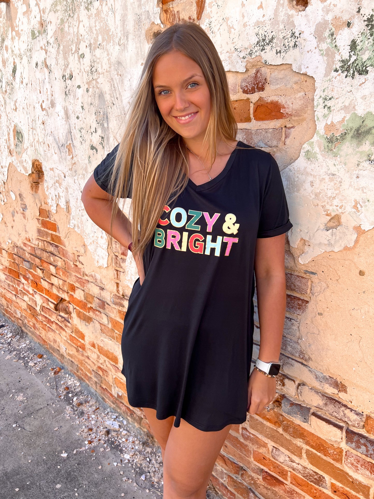 Hello Mello Holiday Sleep Shirts - Cozy & Bright-Loungewear-HELLO MELLO-$25 & Under Sale,Bin c1,Faire,not on the floor only in the bins-The Twisted Chandelier