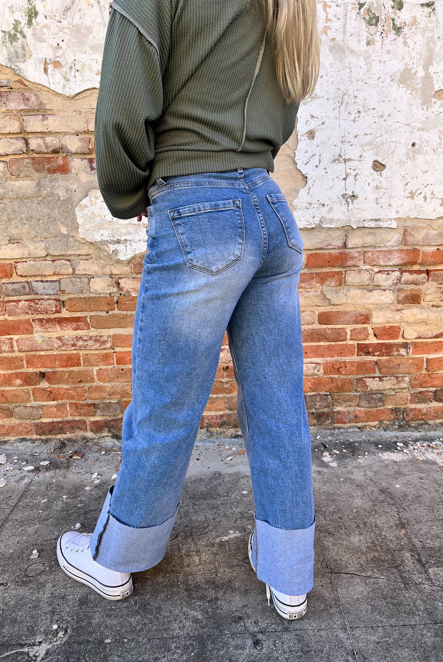 Haley Cuff Up Wide Leg Jeans-Wide Leg Jeans-Vibrant M.i.U-08/28/25,Bin b6,bottoms,FD 12/03/24,OGP 69.99-The Twisted Chandelier