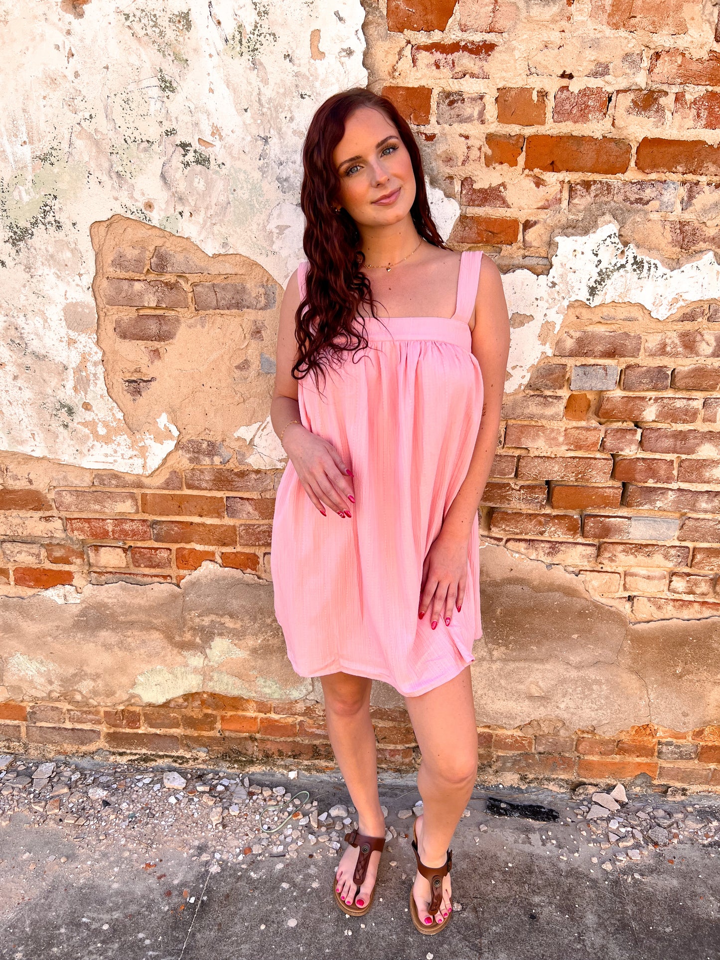 Alannah Crinkled Babydoll Mini Dress With Back Ribbon-Mini Dress-idem ditto-Bin B4,DJR,FD 04/01/25-The Twisted Chandelier