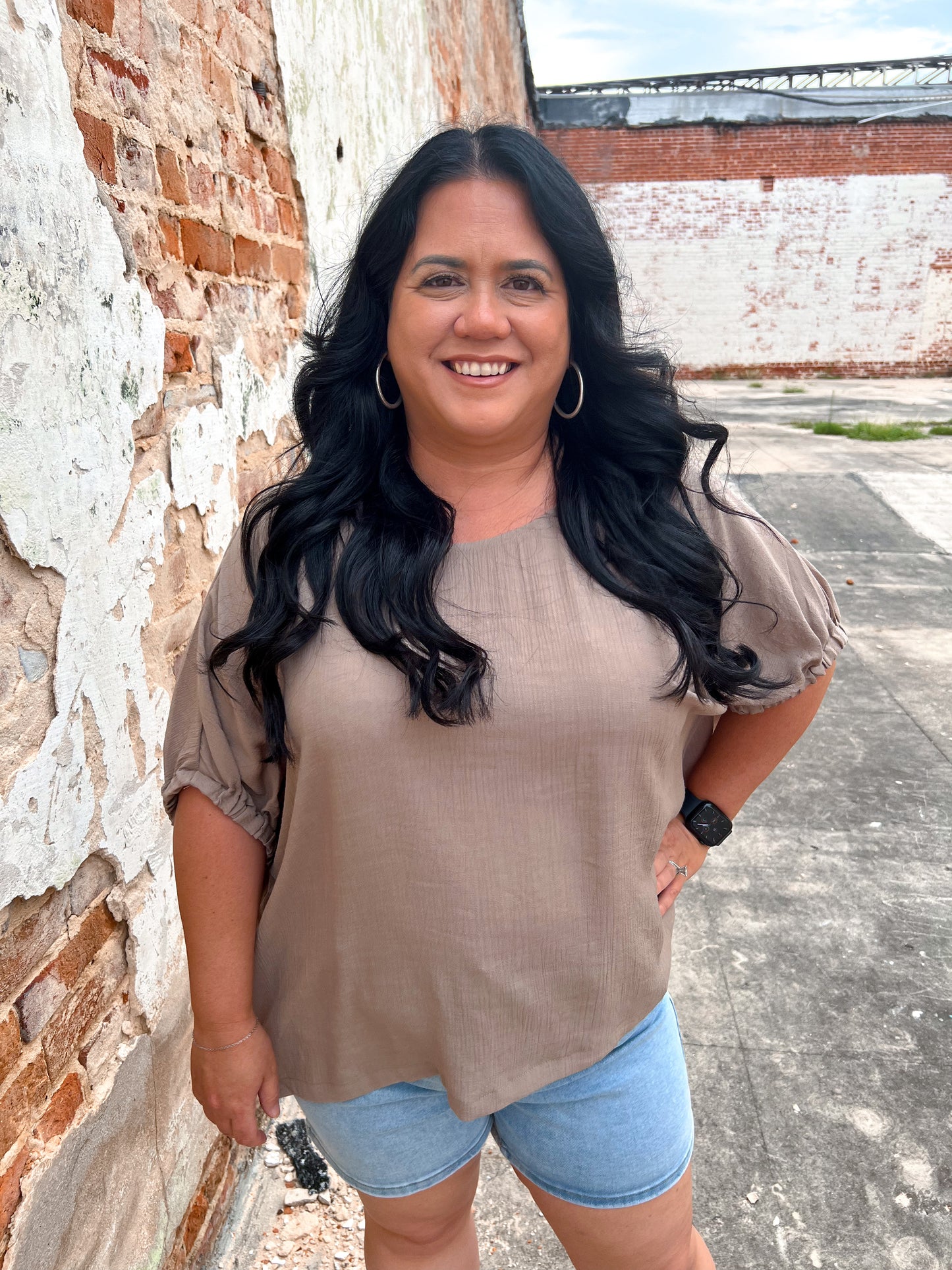 Joanie Elastic Sleeve Blouse Top - Plus-Apparel & Accessories-ee:some-09/03/24,1st md,Bin d2,FD 05/15/24,OGP 46.99,PTK9526,Tops Collection-The Twisted Chandelier