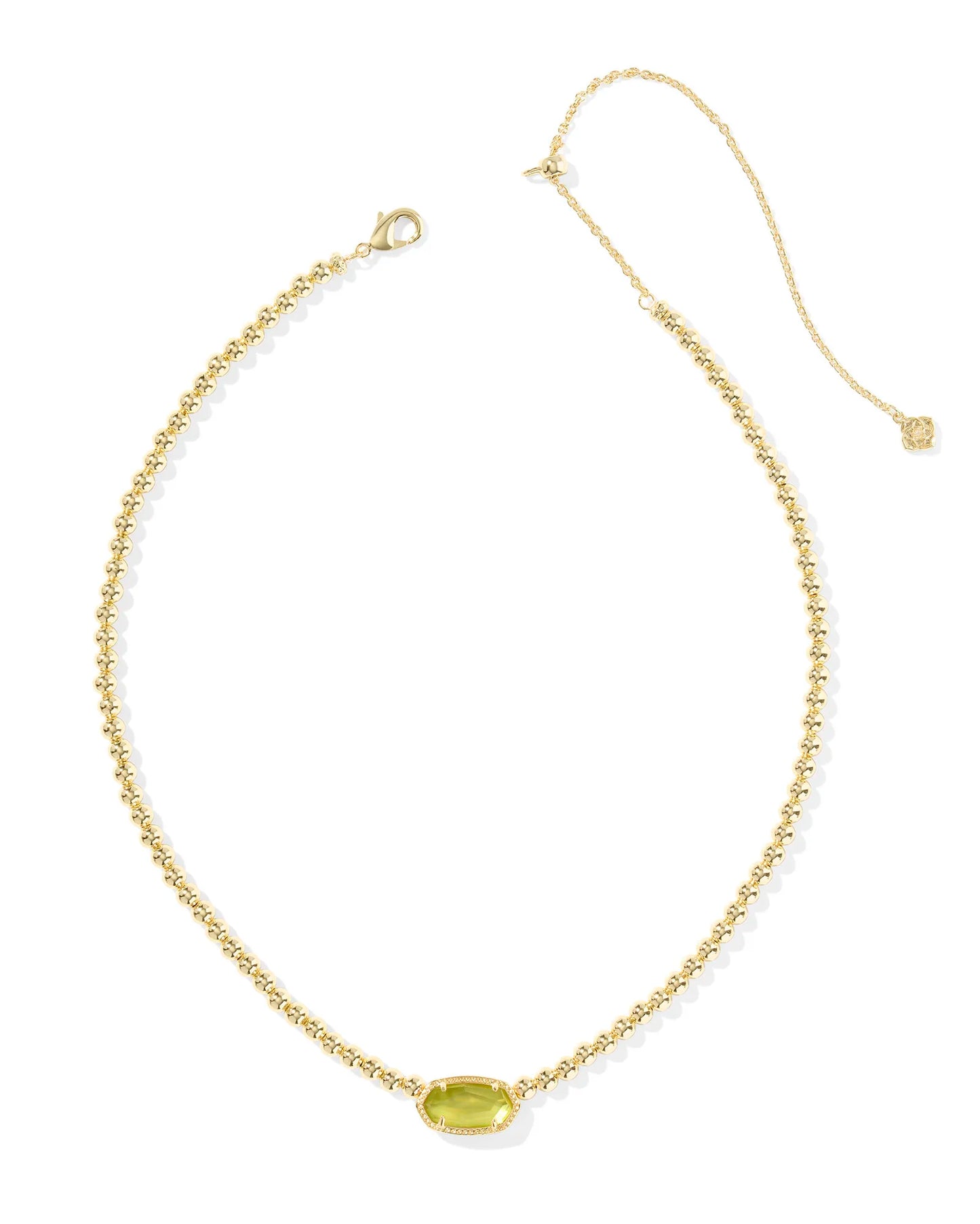 Kendra Scott Elisa Beaded Necklace Gold Chartreuse Green Mother Of Pearl-Necklaces-Kendra Scott-FD 05/07/25,N01111GLD-The Twisted Chandelier