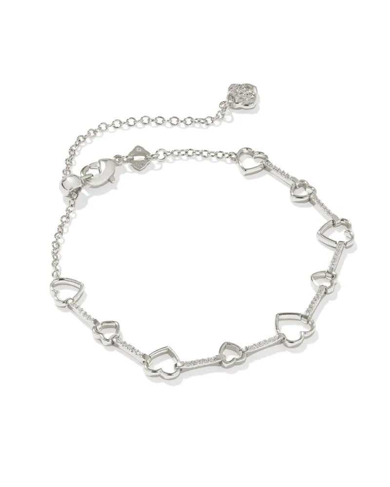 Kendra Scott Haisley Heart Delicate Chain Bracelet Silver White Crystal-Bracelets-Kendra Scott-B00247RHD,Sale Kendra Scott-The Twisted Chandelier