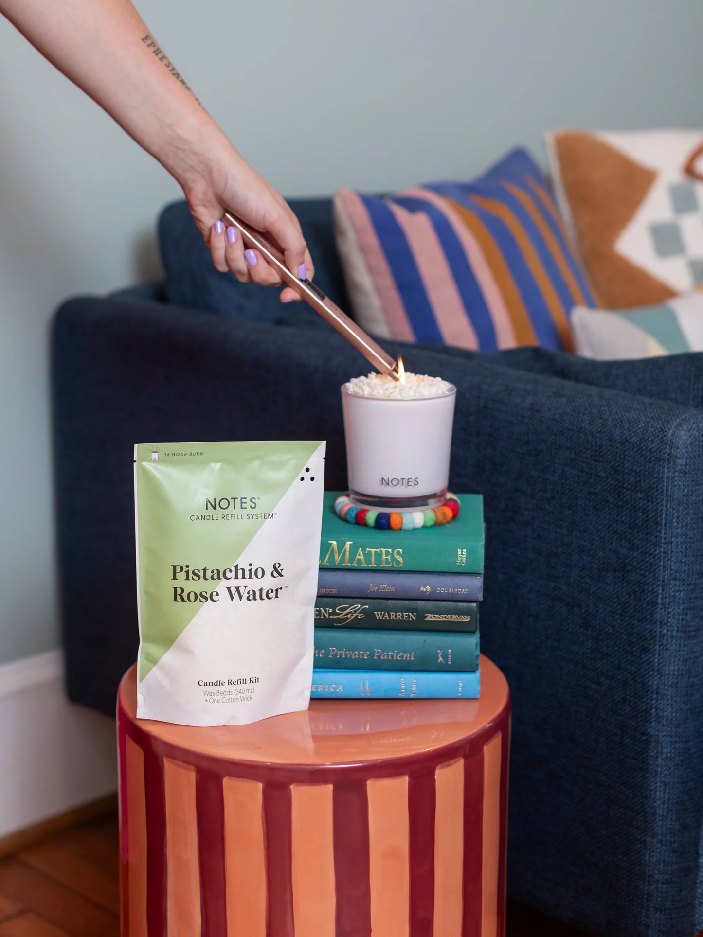 NOTES® Sustainable Candle Refill Kit - Pistachio & Rose Water-Candles-Notes Candles-The Twisted Chandelier