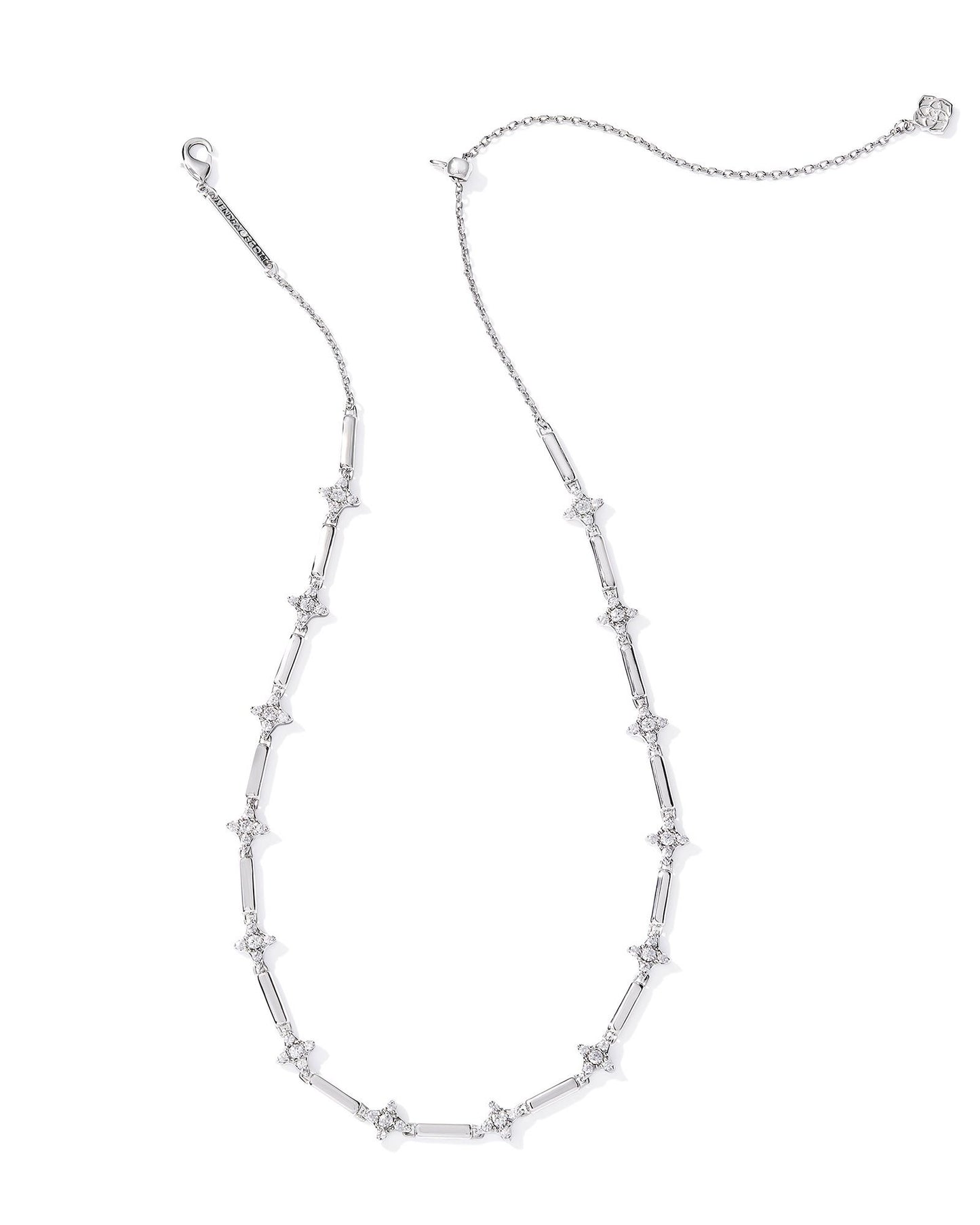Kendra Scott Holland Strand Necklace Silver White Crystal-Necklaces-Kendra Scott-N00871RHD,Sale Kendra Scott-The Twisted Chandelier