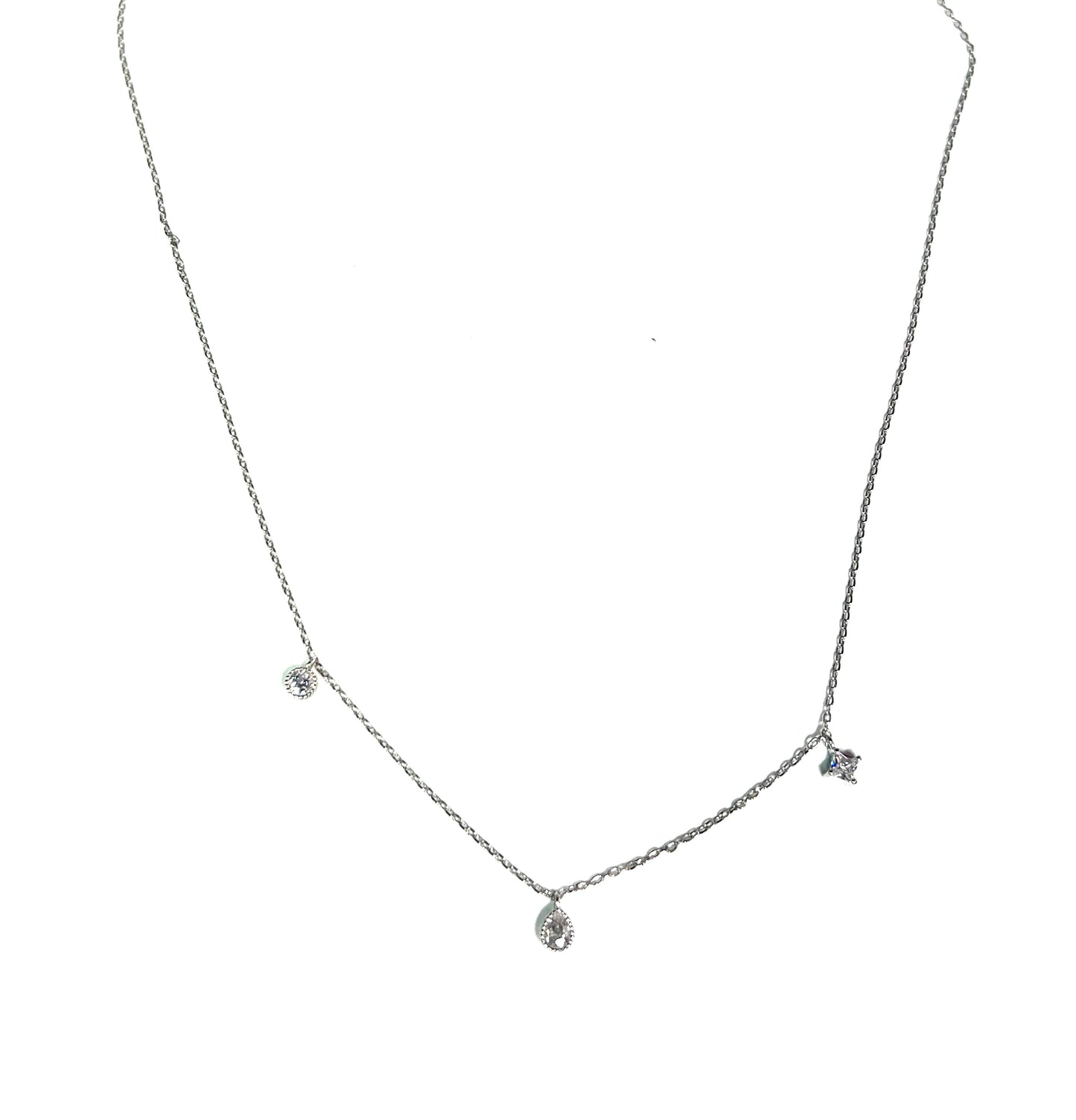 Silver Crystal Drop Choker Necklace-Choker Necklace-Kenze Pannee-The Twisted Chandelier