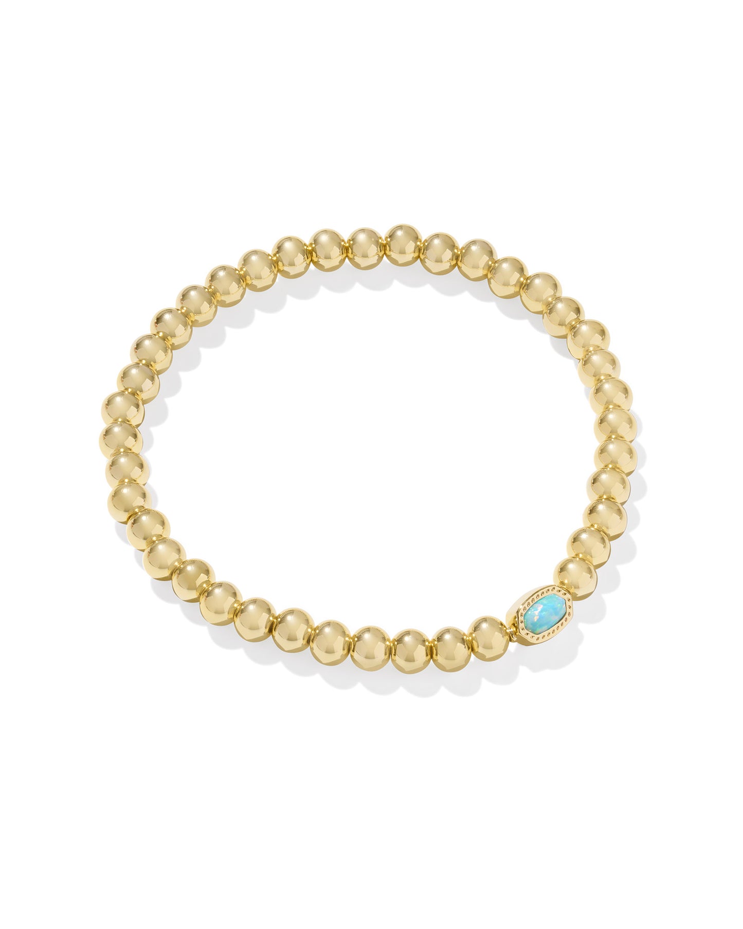 Kendra Scott Mini Elaina Stretch Bracelet Gold Light Teal Kyocera Opal-Bracelets-Kendra Scott-B00252GLD,FD 03/05/25-The Twisted Chandelier