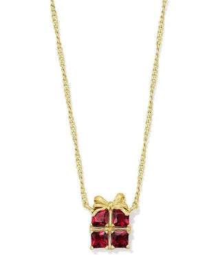 Kendra Scott Present Short Pendant Necklace Gold Red Crystal-Necklace-Kendra Scott-N01352GLD-The Twisted Chandelier