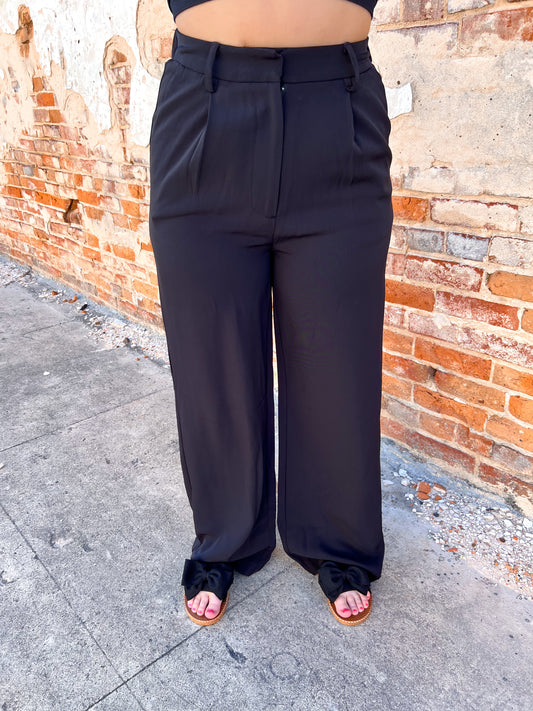 Raella Solid Point Wide Pants - Black-Pants-Umgee-04/21/25,05/27/24,1st md,Bin D1,bottoms,Max Retail-The Twisted Chandelier