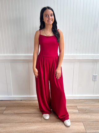 Nina Cami Straight Neckline Pleated Jumpsuit-Jumpsuits & Rompers-Active Basic | Active USA-DJR,FD 03/31/26,RWB-The Twisted Chandelier