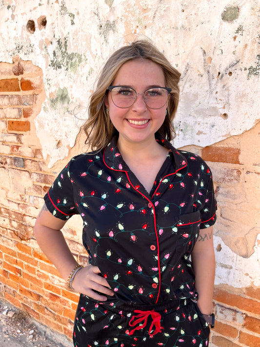 Hello Mello Holiday Pajama Top - Very Merry-Loungewear-HELLO MELLO-$25 & Under Sale,Bin c1,Faire,not on the floor only in the bins-The Twisted Chandelier