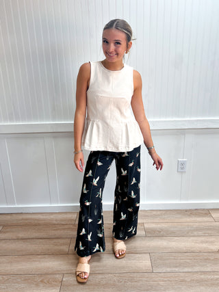 Reese Mallard Printed Stretch Denim Wide Leg Jeans-Pants-Anniewear-bottoms,FD 08/25/26,NewArrival-The Twisted Chandelier