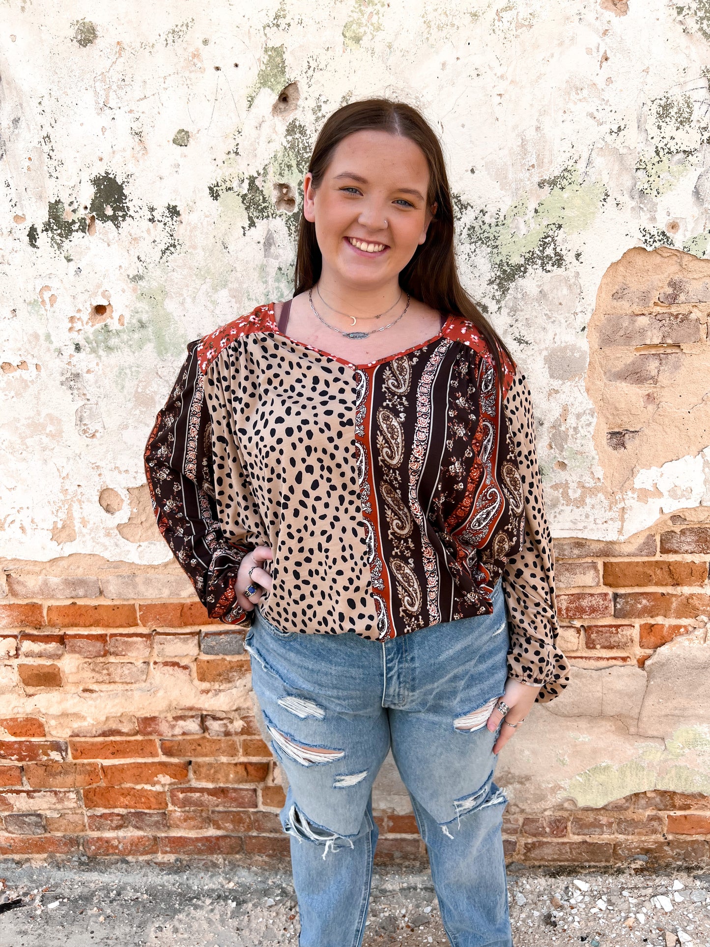 Nina Leopard & Floral Knit Top - Plus-Shirts & Tops-Haptics-$25 & Under Sale,HT2759BX,Max Retail,Mystery 3X - lan92,Tops Collection-The Twisted Chandelier