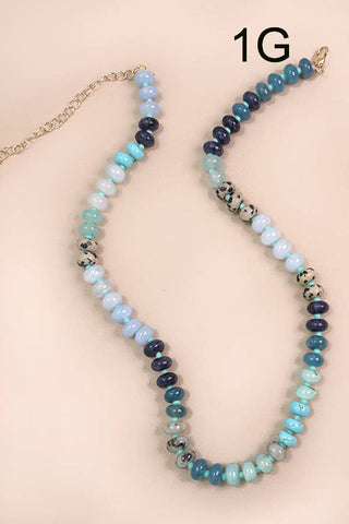 NATURAL AGATE GLASS SEMI PRECIOUS BEAD NECKLACE | 80N896-JOSSLYN by wall to wall-1G-The Twisted Chandelier
