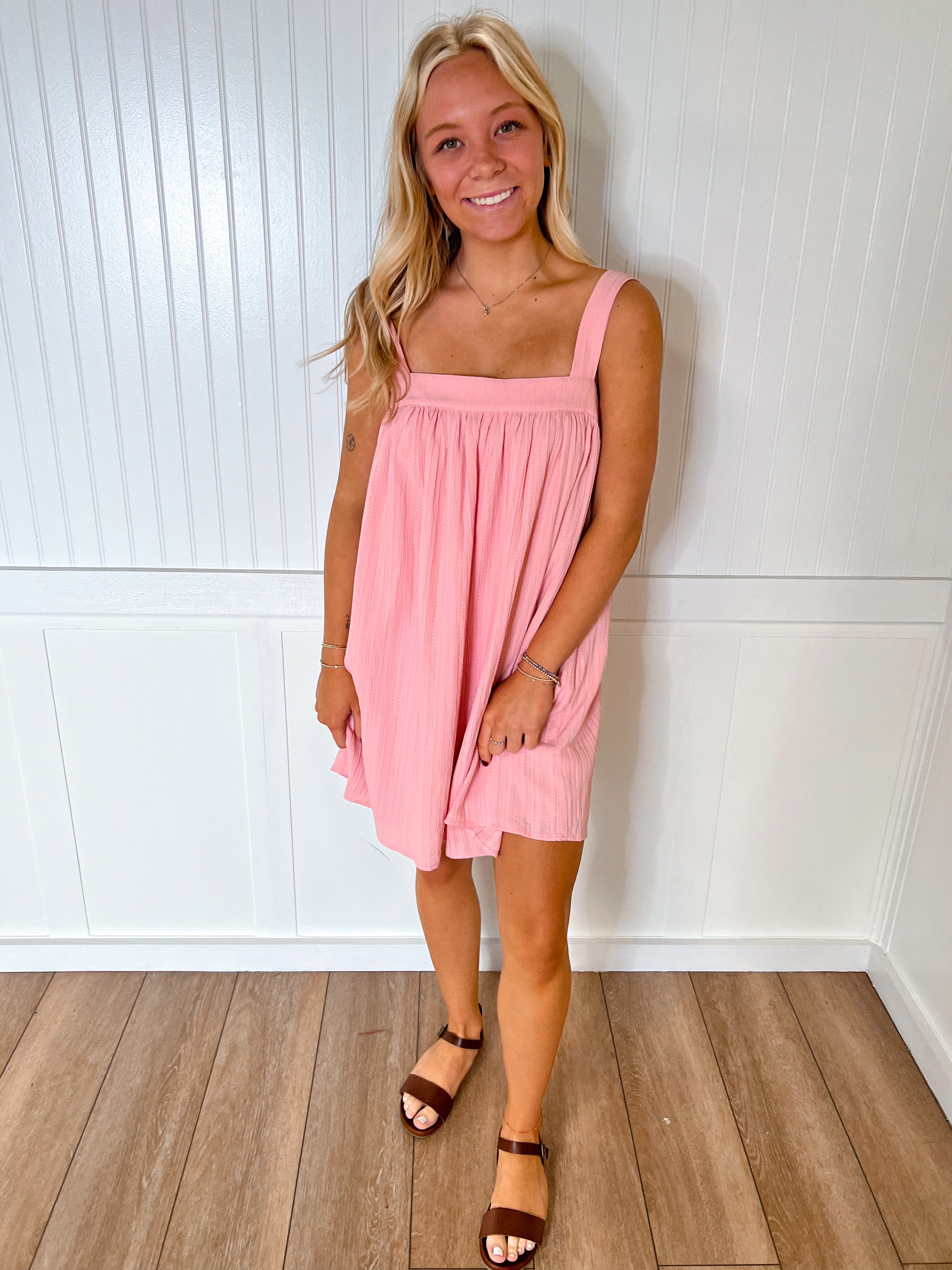 Alannah Crinkled Babydoll Mini Dress With Back Ribbon-Mini Dress-idem ditto-10/04/25,Bin b2,DJR,FD 04/01/25,OGP 59.99-The Twisted Chandelier