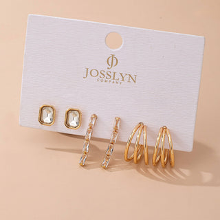 Emerald-Cut Crystal Baguette Linear & Hoop Huggies-JOSSLYN by wall to wall-80E6187-The Twisted Chandelier