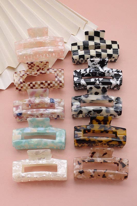 Rectangle Cellulose Hair Claw Clip-JOSSLYN by wall to wall-The Twisted Chandelier