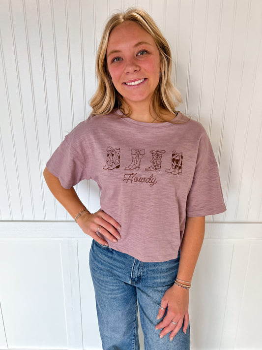 Howdy Oversized Screen Print Graphic Casual Knit T-Shirt-VERY J-02/03/26,Bin B4,FD 07/15/25,OGP 34.50,Tops Collection-The Twisted Chandelier