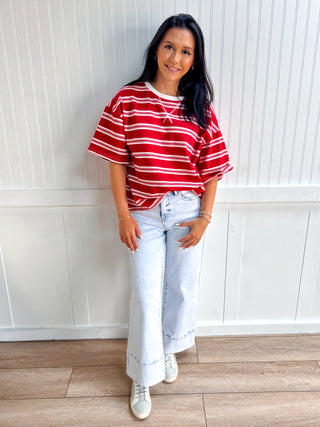 Betsy Americana Striped Oversized Tee-Shirts & Tops-Sewn and Seen-FD 06/17/26,Tops Collection-The Twisted Chandelier