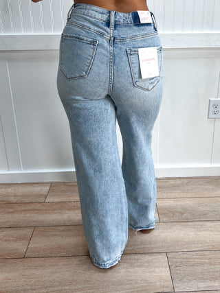 Monroe Tummy Control Super High Rise Wide Leg Jeans-Pants-Lovervet by VERVET-bottoms,Fall Favorites,FD 08/04/26,LV1312-The Twisted Chandelier