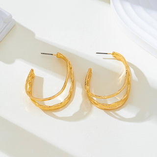 Gold-Tone Triple Layer Hoop Earrings | 80E62339-JOSSLYN by wall to wall-The Twisted Chandelier