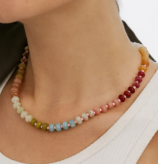 Natural Stone Semi-Precious Glass Mixed Necklace-Necklace-JOSSLYN by wall to wall-40NK9694-The Twisted Chandelier