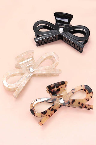 Large Cute Bow Ribbon Rhinestone Hair Claw Clips-Hair Claws & Clips-JOSSLYN by wall to wall-40H810-The Twisted Chandelier