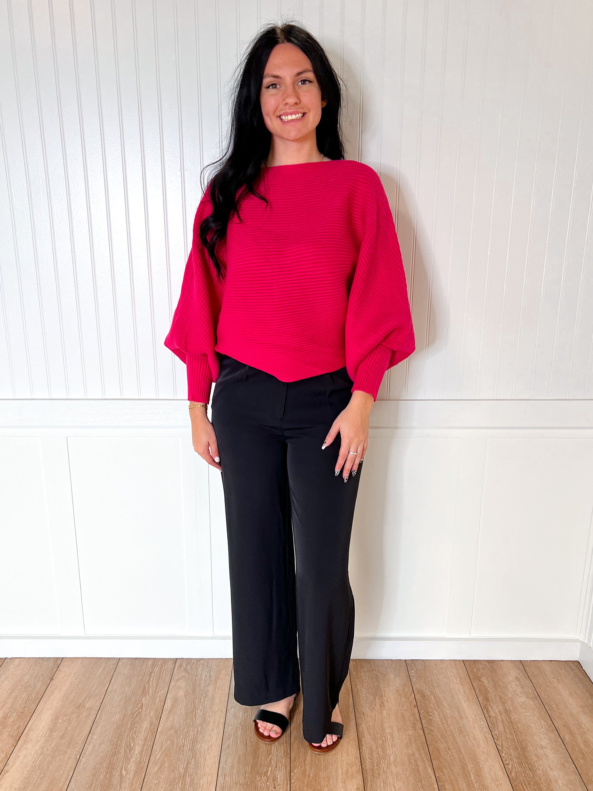 Hollie Boat Neck Elegant Ribbed Knitted Loose Sweater-Vine & Love-Tops Collection-The Twisted Chandelier