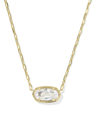 Kendra Scott Elisa Luxe Short Pendant Necklace Gold White Cz-Kendra Scott-N01475GLD-The Twisted Chandelier