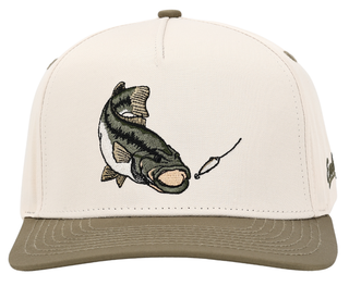 Men's Cream and Green Bass Hat-Hat-Embry Outdoors-The Twisted Chandelier
