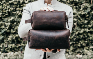 Leather Dopp Kit & Toiletry Bag-Luxe Range Leather-Brandable,Men's-The Twisted Chandelier
