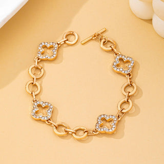 Pave Crystal Clover Link Bracelet With Toggle Clasp| 80B1781-JOSSLYN by wall to wall-The Twisted Chandelier