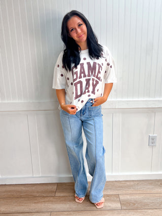 Taylor Gameday Print Top - Maroon-Top-Vanilla Monkey-Fd 8/3/26,gameday,Tops Collection-The Twisted Chandelier