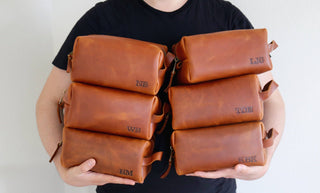 Leather Dopp Kit & Toiletry Bag-Bag-Luxe Range Leather-Brandable,Men's-The Twisted Chandelier