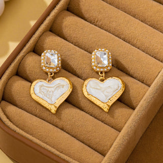 Marbled Enamel Heart Crystal Drop Earrings | 80E62347-JOSSLYN by wall to wall-The Twisted Chandelier