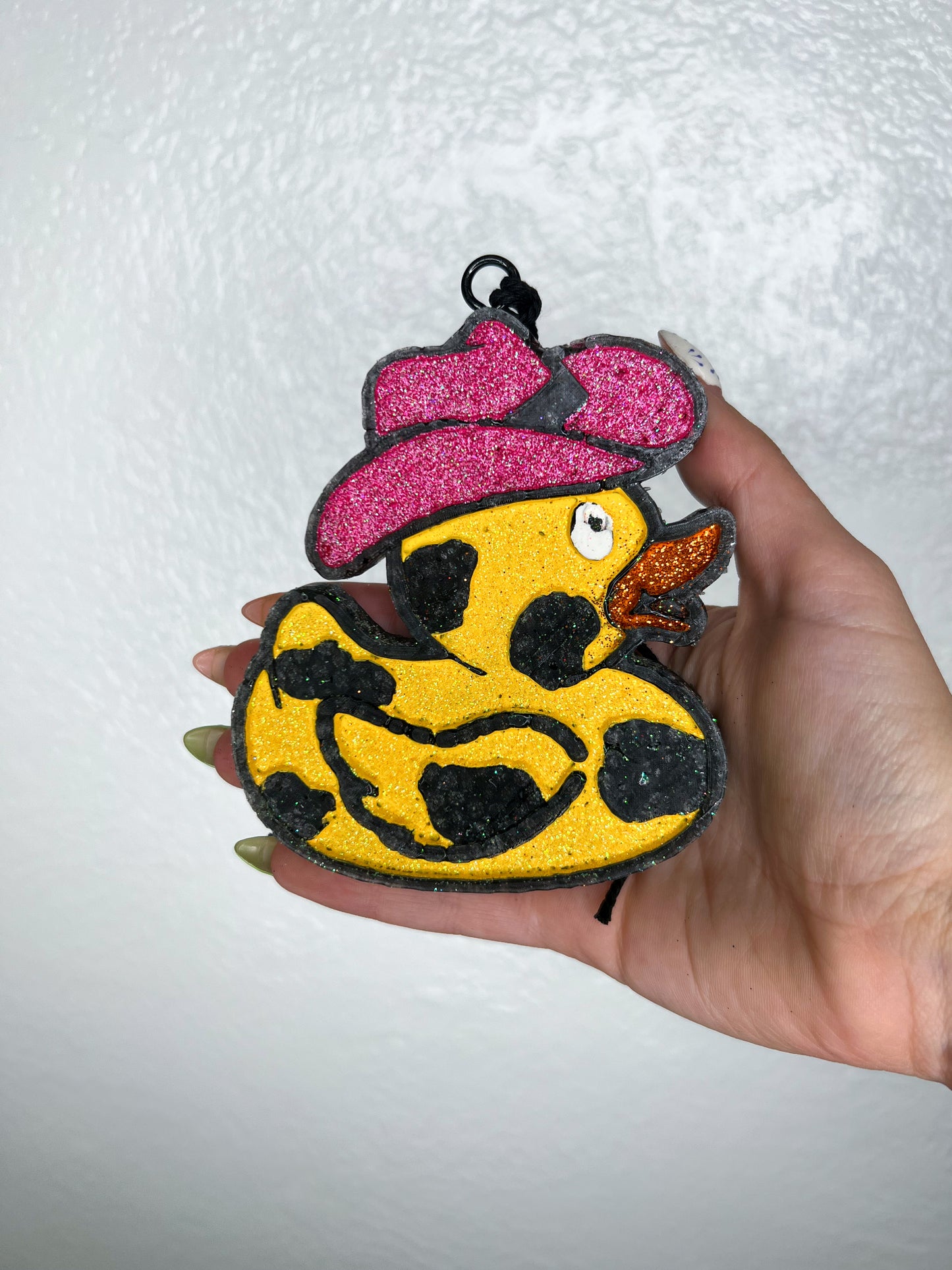 Duck with hat Freshie-Ginger & Lace-Yellow / Black / Pink-Hawaiian Angel-The Twisted Chandelier