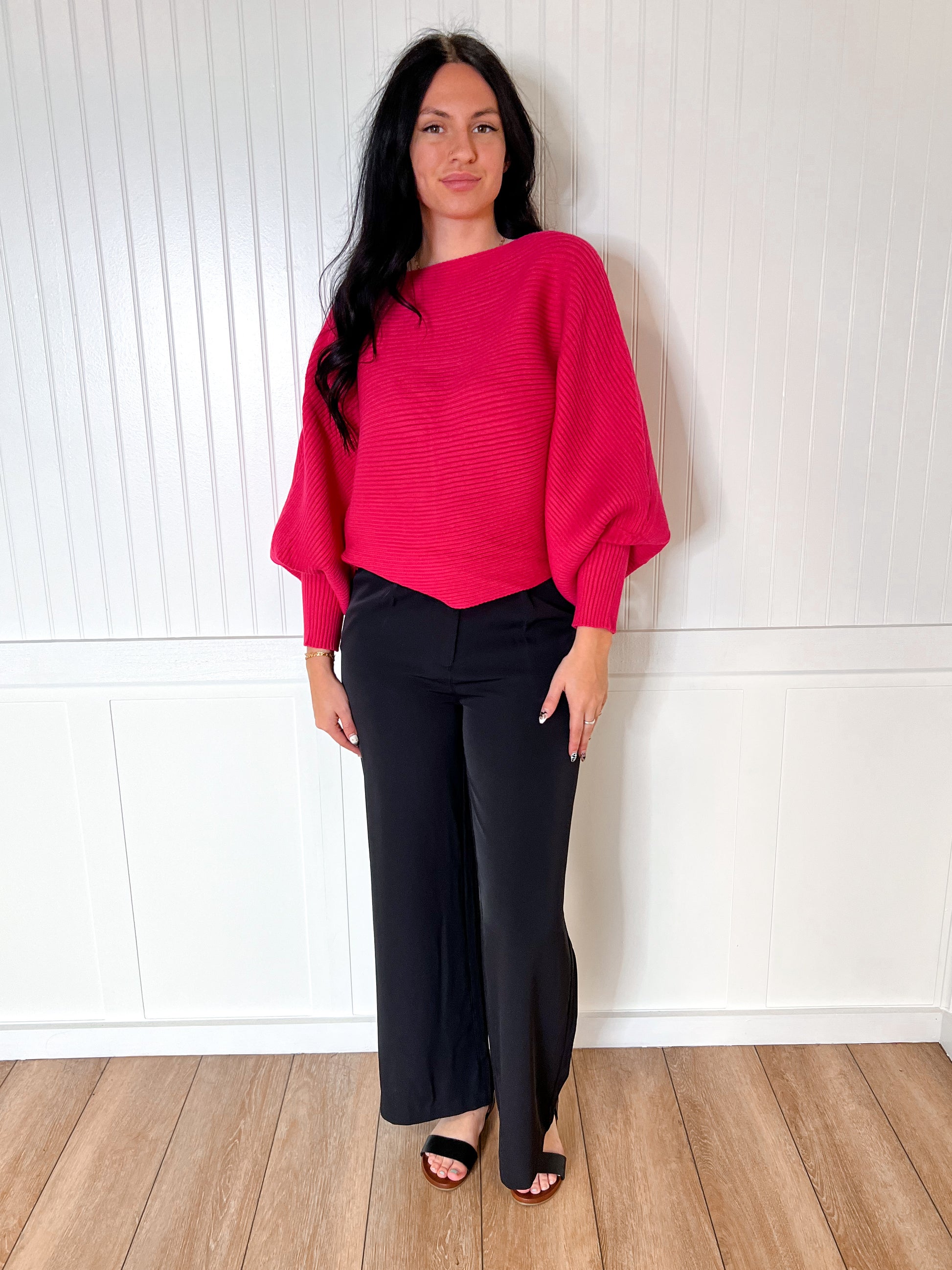 Hollie Boat Neck Elegant Ribbed Knitted Loose Sweater-Vine & Love-Tops Collection-The Twisted Chandelier