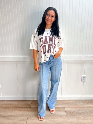 Taylor Gameday Print Top - Maroon-Top-Vanilla Monkey-Fd 8/3/26,gameday,Tops Collection-The Twisted Chandelier