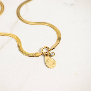 18K Gold PVD Herringbone Charm Holder Necklace-Necklace-WJW-The Twisted Chandelier