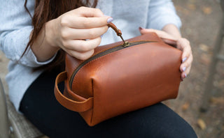 Leather Dopp Kit & Toiletry Bag-Bag-Luxe Range Leather-Brandable,Men's-The Twisted Chandelier