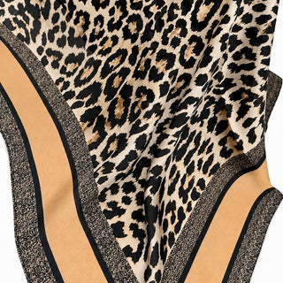 Leopard Print & Geometric Border Silky Neck Scarf | 40SC734-JOSSLYN by wall to wall-The Twisted Chandelier