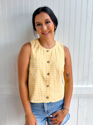 Maggie Gingham Sleeveless Top-Top-Entro-FD 06/17/26,Tops Collection-The Twisted Chandelier