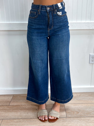 Claudia Ankle Wide Dark Deep Indigo Jeans-Pants-Judy Blue Jeans-bottoms,Fall Favorites-The Twisted Chandelier
