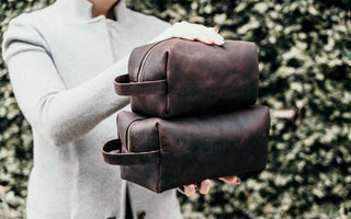 Leather Dopp Kit & Toiletry Bag-Bag-Luxe Range Leather-Brandable,Men's-The Twisted Chandelier